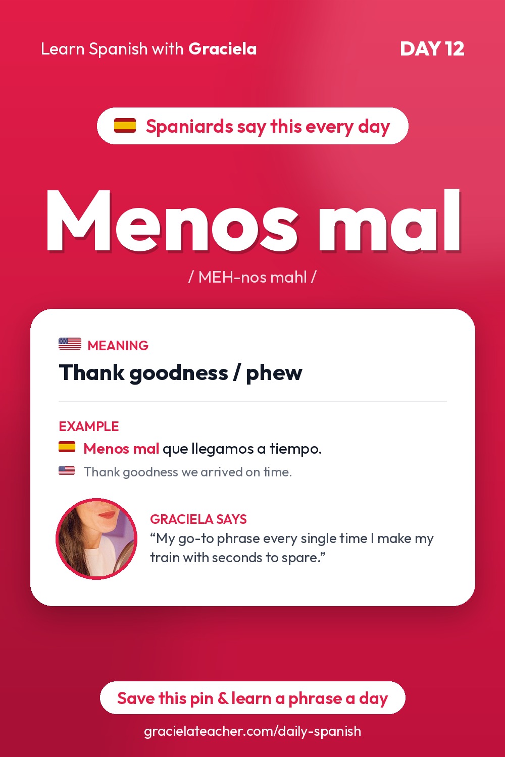 Menos mal — Thank goodness / phew