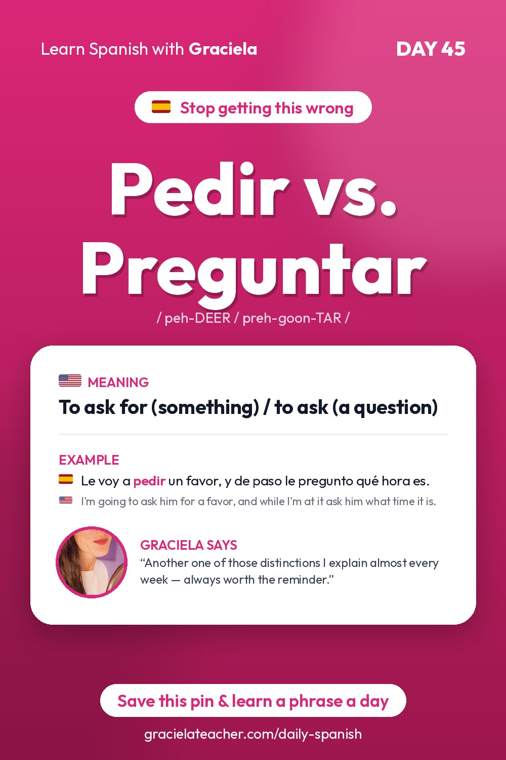 Pedir vs. Preguntar — To ask for (something) / to ask (a question)