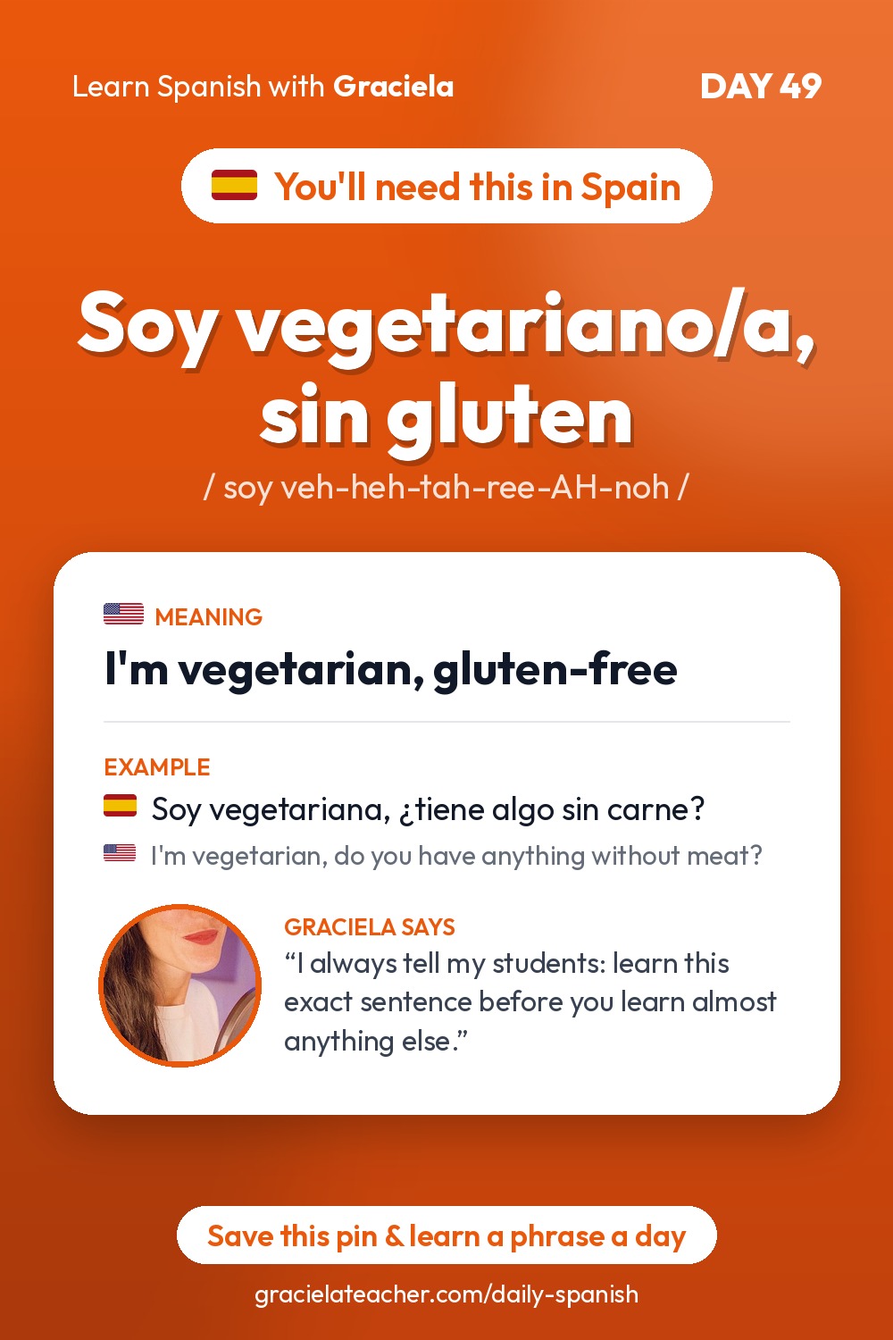 Soy vegetariano/a, sin gluten — I'm vegetarian, gluten-free
