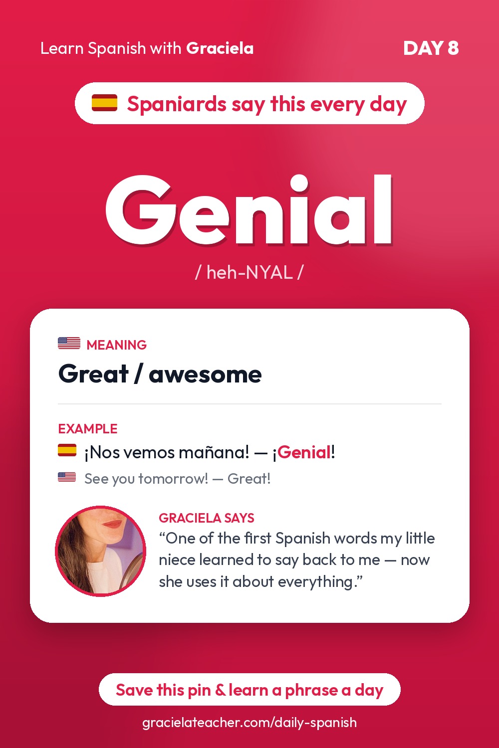 Genial — Great / awesome